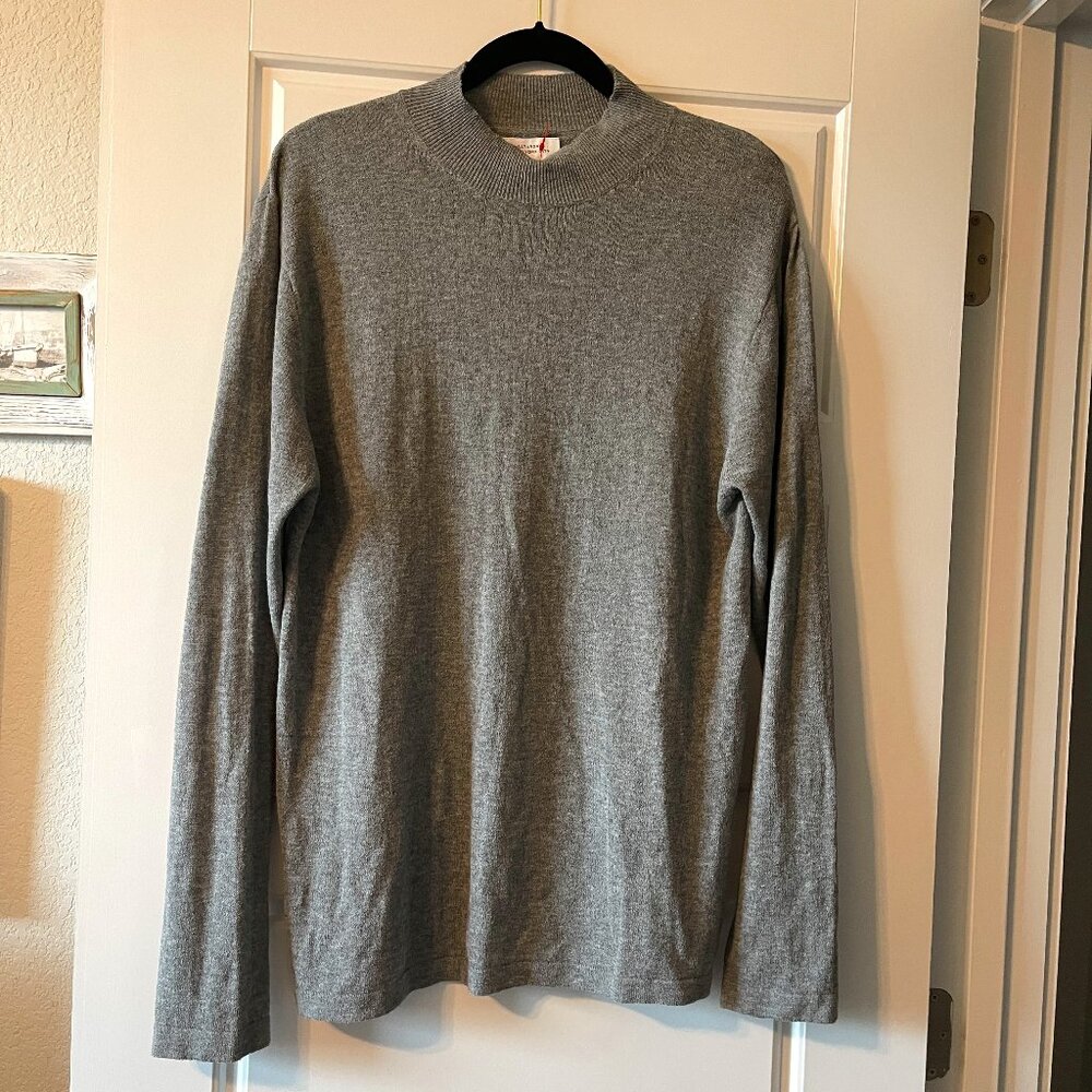Saturdays New York City High Crew Mock Neck Extra Fine Gauge Pullover Sweater L